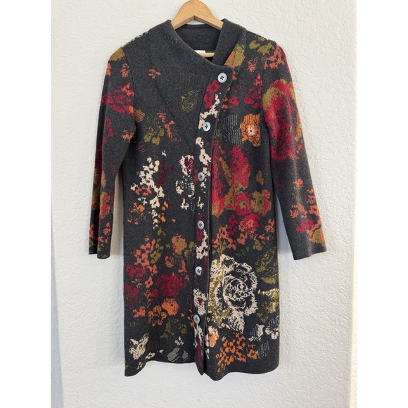 J Jill Nylon‎ Wool Viscose Cotton Alpaca Blend Coat Jacket Buttons Fall Colors S - Picture 1 of 8